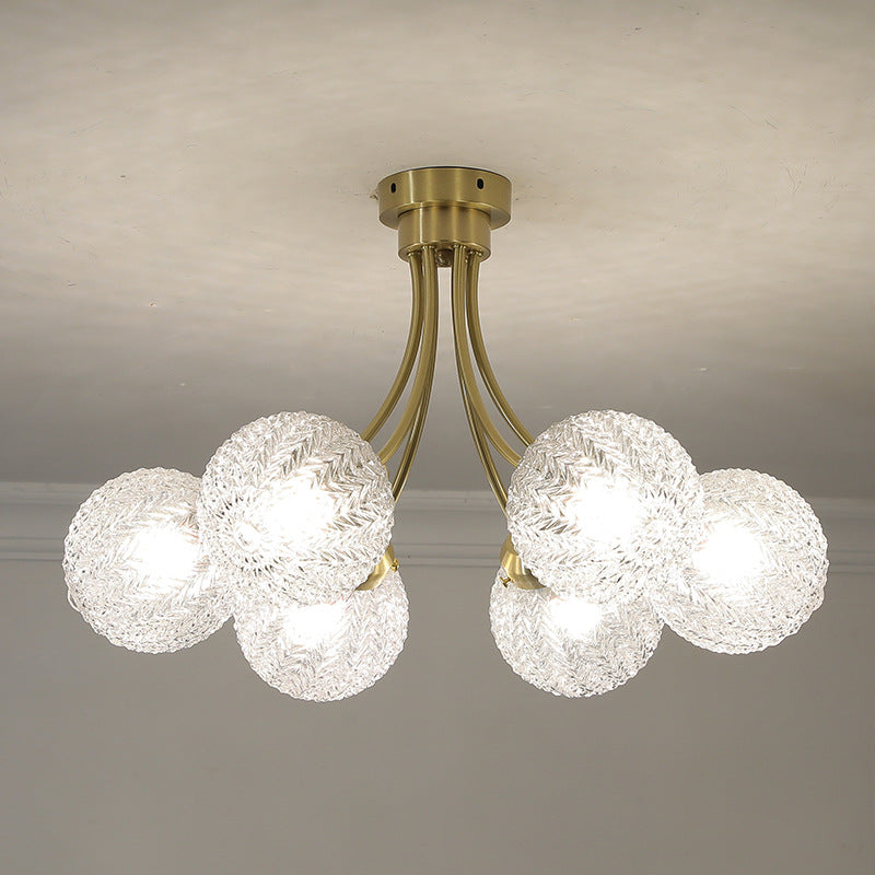 HEIKESZ Modern Nordic Glass Globe Chandelier for Bedroom Living Room Dining Room Study - American Style Designer Ceiling Light