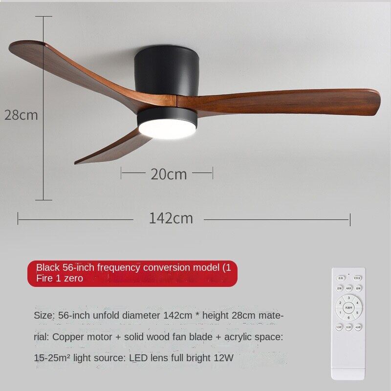 HEIKESZ Ceiling Fan Light Nordic Solid Wood Modern Minimalist Chandelier with Electric Fan for Living Room Bedroom Dining Room