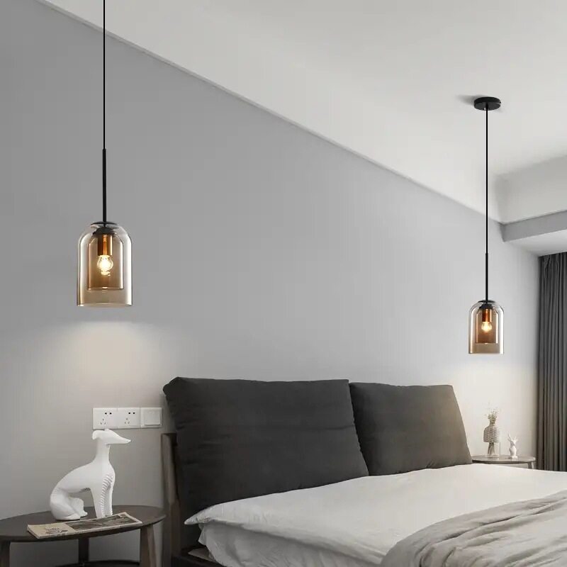 HEIKESZ Nordic Industrial Chandelier Creative Long Line Glass Pendant Light for Living Room Bedroom Restaurant Warm Lighting Ceiling Lamp