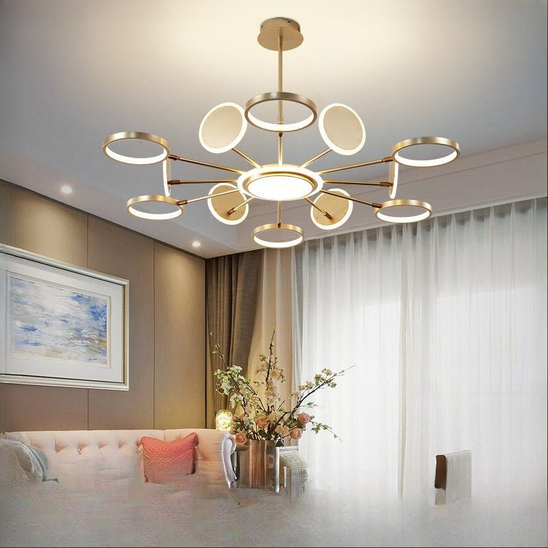 HEIKESZ Nordic Modern Chandelier Luxury Living Room Light Creative Molecular Round Ceiling Lamp for Bedroom Dining Room Restaurant