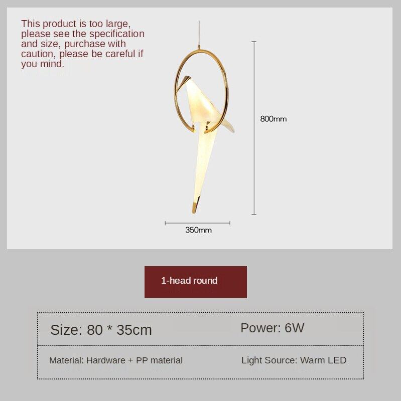 HEIKESZ Nordic Origami Bird Chandelier Modern Minimalist Artistic Hanging Lamp for Living Room Bedroom Ceiling Light