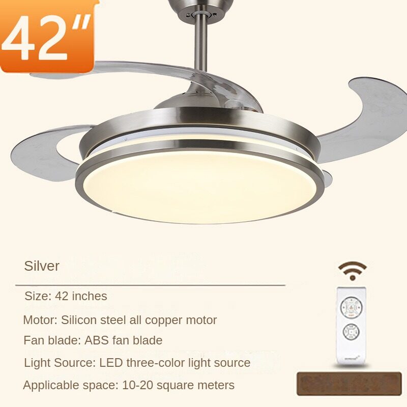 HEIKESZ Ultra-Thin Ceiling Fan Light Invisible Integrated Modern Minimalist Chandelier for Living Room Bedroom Dining Room