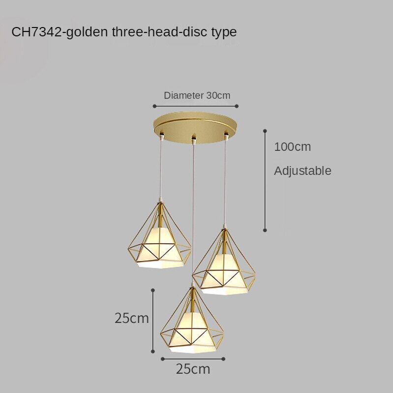 HEIKESZ Modern Chandelier Three-Head Wrought Iron Ceiling Lamp for Dining Room Bedroom Living Room LED Light Post-Modern Hanging Droplight