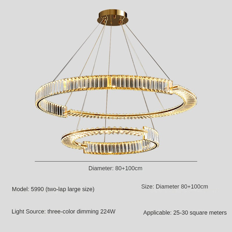 HEIKESZ Luxury Crystal Chandelier Modern Minimalist Pendant Lamp for Master Bedroom Living Room High-End Villa Restaurant