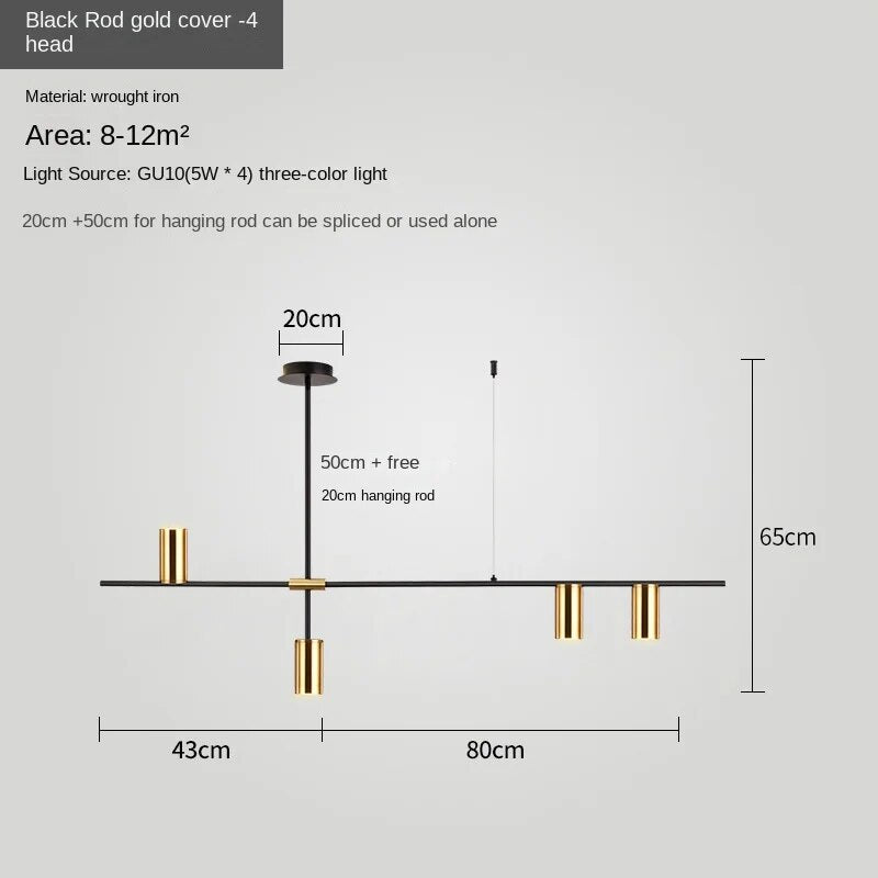 HEIKESZ Modern Minimalist One-Word Strip Chandelier for Dining Room Living Room Creative Lighting