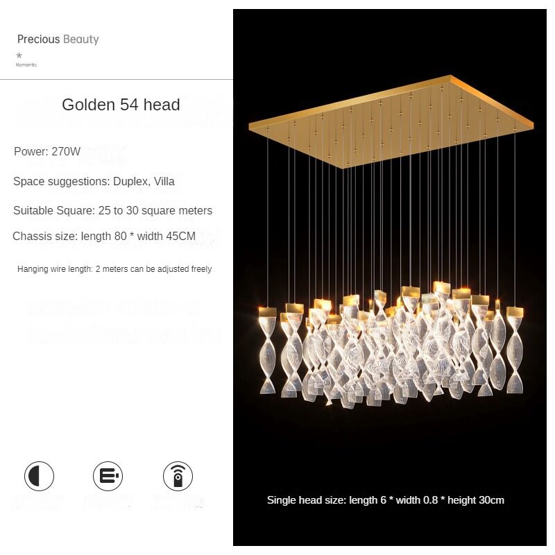 HEIKESZ Modern Minimalist LED Chandelier for Living Room Dining Kitchen Bedroom Luxury Nordic Design Long Pendant Light