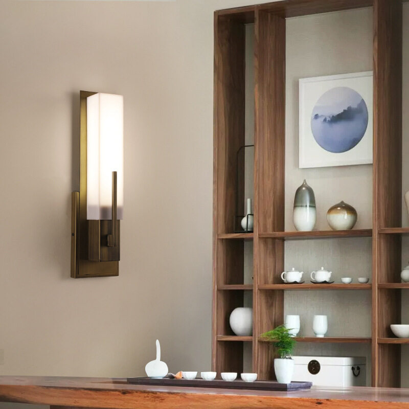 HEIKESZ Modern Chinese Style Wall Lamp Minimalist Living Room Bedside Lighting Stair Aisle TV Background Decoration