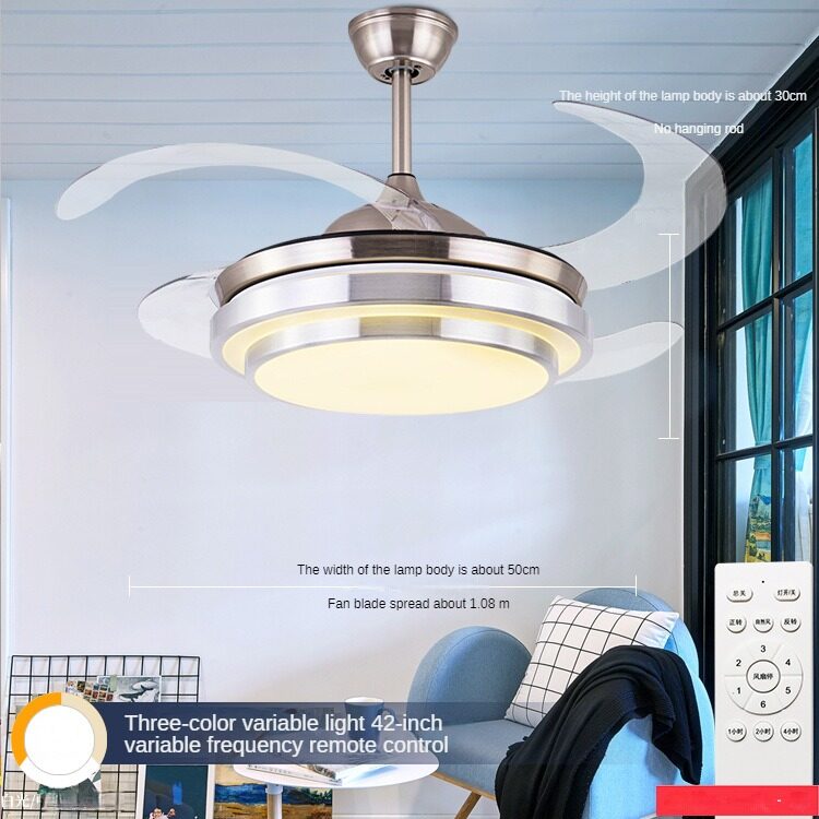 HEIKESZ Modern Nordic Ceiling Fan With LED Light 42 48 Inch Invisible Fan Remote Control For Livingroom Bedroom Restaurant Decor