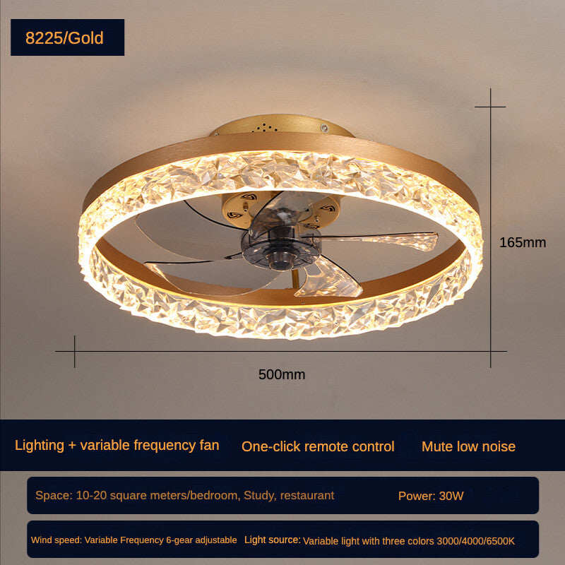 Nordic Modern Ceiling Fan Light Simple Round Frequency Conversion Fan Lamp with LED Lighting for Home Office Bedroom