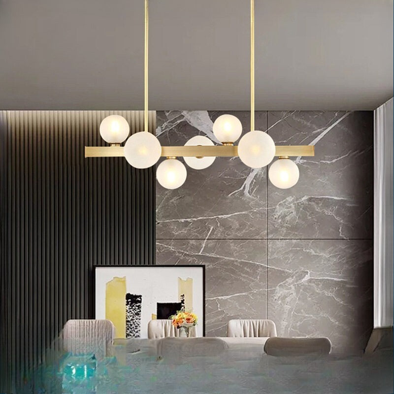 HEIKESZ Modern Luxury All-Copper Chandelier Nordic LED Dining Light for Restaurant Coffee Shop Bar Ceiling Lighting