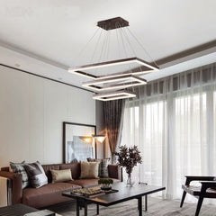 HEIKESZ Modern Rectangular LED Chandelier for Dining Room Living Room Bedroom Warm Light Creative Personality Bar Lamp Upscale Ceiling Lighting