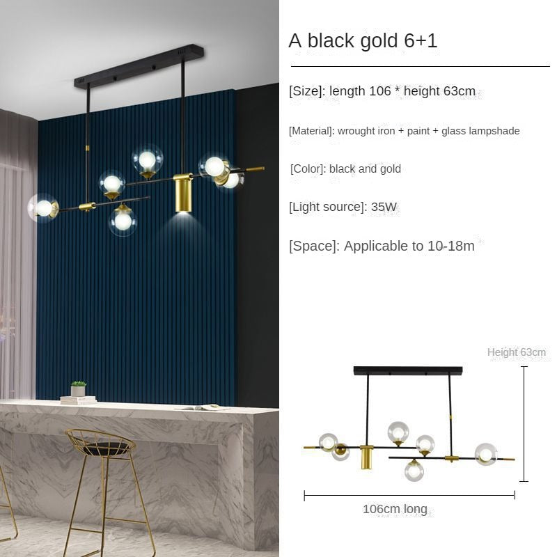 HEIKESZ Nordic Glass Ball Chandelier Post Modern Art LED Magic Bean Molecular Lamp for Restaurant Strip Lighting