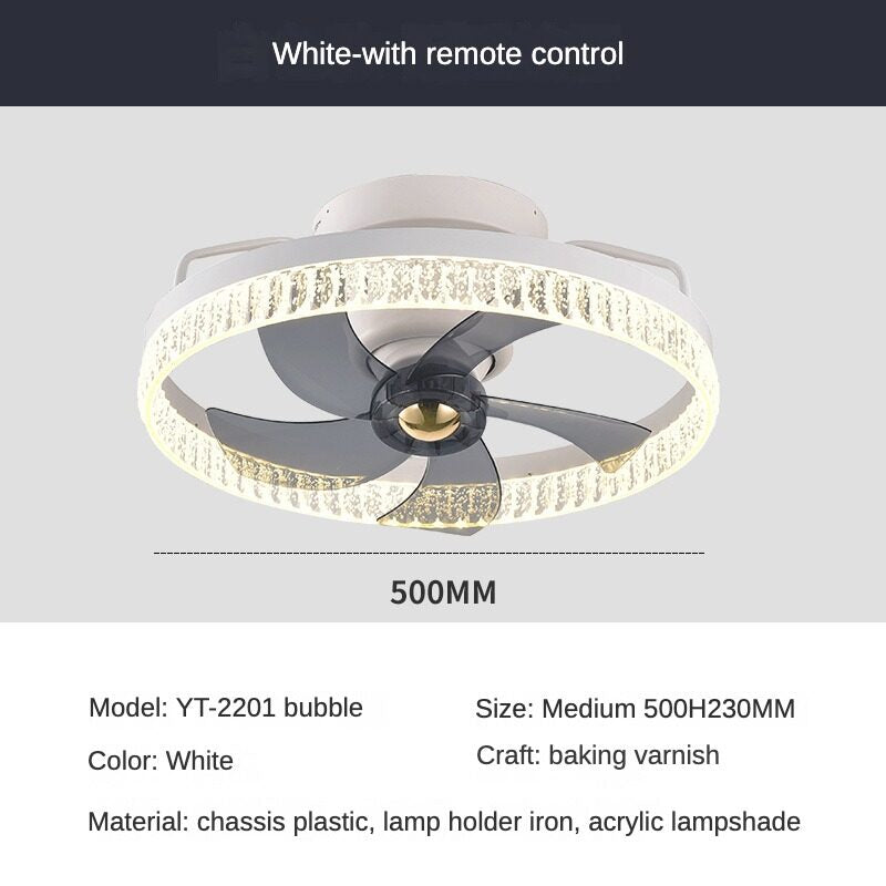 HEIKESZ Electric Fan Chandelier LED Drop Lights Modern Ceiling Fan with Mute Function Nordic Design for Dining Room and Home