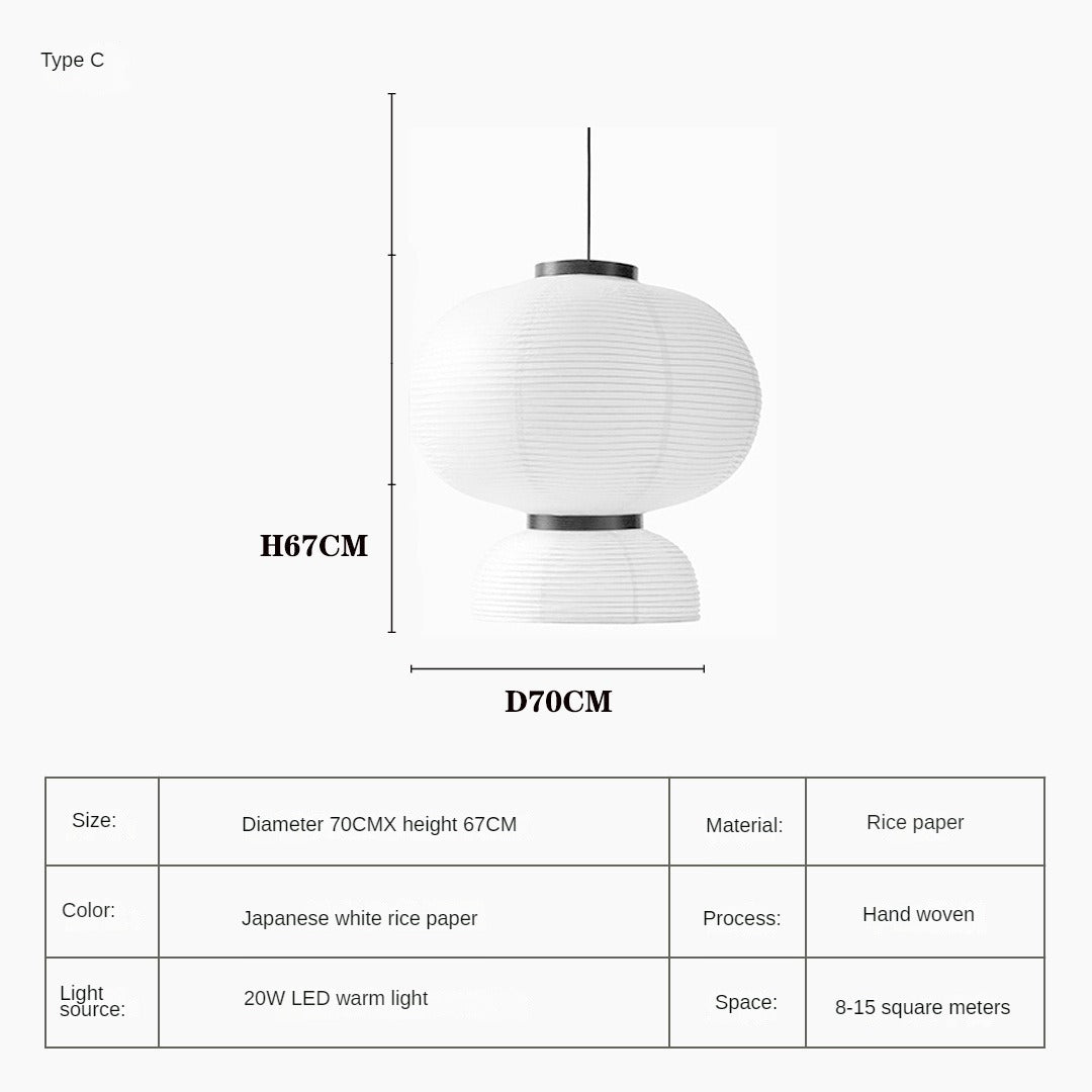 HEIKESZ Japanese-Style Xuan Paper Chandelier Nordic Simple Modern Living Room Study Chinese Style Lamp