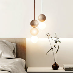 HEIKESZ Cream Style Retro Chandelier Small Droplight for Bedside Dining Room Bar Counter Yellow Cave Stone Design