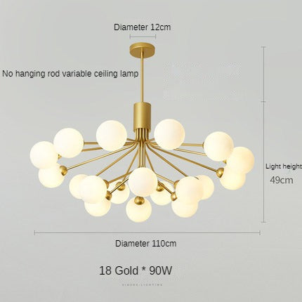 HEIKESZ Nordic Modern Minimalist Ceiling Lamp Dual-Use Living Room Bedroom Creative Bean Chandelier Internet Celebrity Lighting