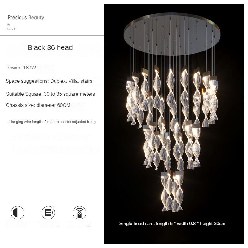 HEIKESZ Modern Minimalist LED Chandelier for Living Room Dining Kitchen Bedroom Luxury Nordic Design Long Pendant Light