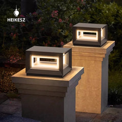 HEIKESZ Solar Pillar Lamp Waterproof Outdoor Lighting for Garden Courtyard Gate Villa Door Wall Decoration