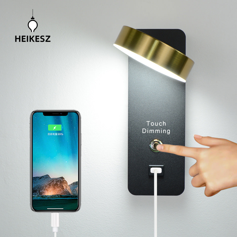 HEIKESZ Modern LED Wall Lamp Touch Dimmer 350° Rotation Adjustable Brightness White Black Gold Bedroom Living Room Ceiling Light Fixtures