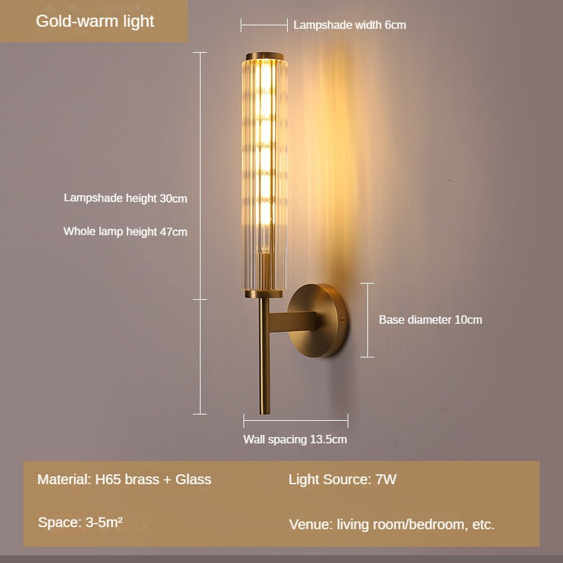 HEIKESZ Copper Wall Lamp Luxury Hotel Aisle Corridor Light Creative Crystal Bedroom Bedside Lamp Living Room Wall Light Bulb