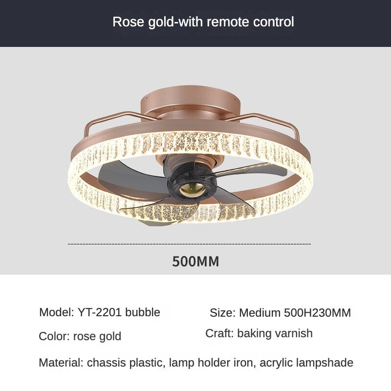 HEIKESZ Electric Fan Chandelier LED Drop Lights Modern Ceiling Fan with Mute Function Nordic Design for Dining Room and Home