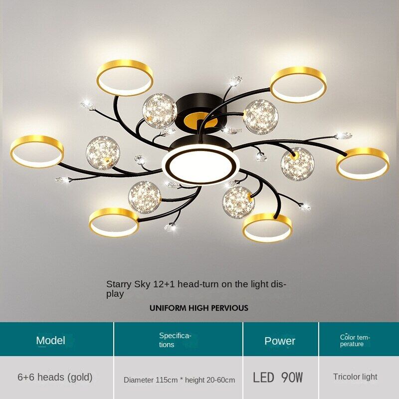 HEIKESZ Modern Starry Sky Projection Ceiling Lamp for Living Room Bedroom Coffee Shop Nordic Style Star Light