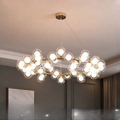 HEIKESZ Nordic Modern Minimalist Magic Bean Glass Bubble Ball Chandelier Warm Lighting for Living Room Bedroom Dining Room Ceiling Lamps