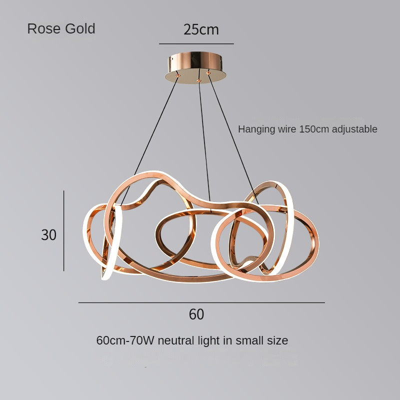 HEIKESZ Modern Simple Chandelier Light Luxury Living Room Dining Room Bedroom Creative Ring Pendant Lamp