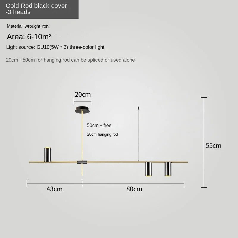 HEIKESZ Modern Minimalist One-Word Strip Chandelier for Dining Room Living Room Creative Lighting