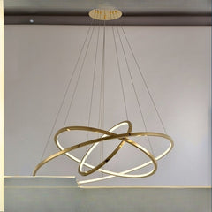 HEIKESZ Modern Ring Chandelier LED Light Minimalist Creative Stainless Steel Line LED Lamp for Living Room Bedroom Kitchen Dining Ceiling