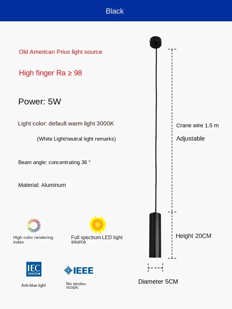 HEIKESZ Long Round Straight Column Suspension Wire Spotlight Minimalist Nordic Designer Chandelier for Dining Room Bar Bedroom