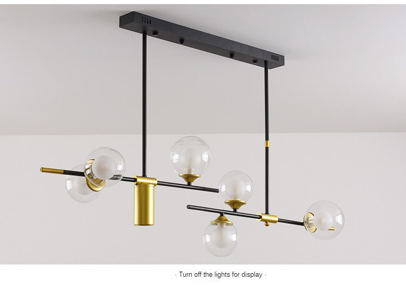 HEIKESZ Nordic Glass Ball Chandelier Post-Modern Art LED Magic Bean Molecular Light Fixture for Ceiling Dining Room