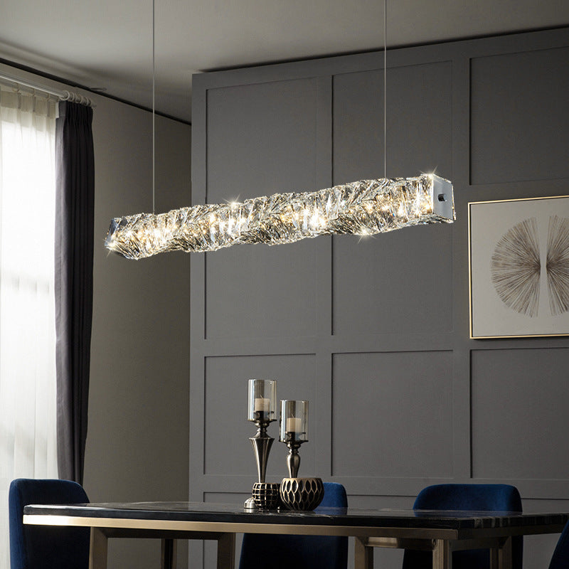 HEIKESZ Italian Minimalist Crystal Chandelier Modern LED Pendant Light Luxury Dining Room Ceiling Lamp Nordic Design for Restaurant Bar Living Bedroom