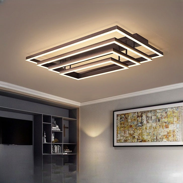 HEIKESZ Modern LED Ceiling Lamp Luxury Rectangular Nordic Chandelier for Living Room Bedroom Warm Light Surface Mounted Luminaire