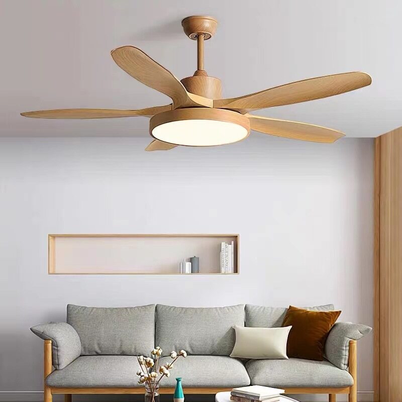 HEIKESZ Simple Nordic Ceiling Fan Light 48 52 60 Inch Large Wind Remote Control Frequency Conversion for Household Living Room
