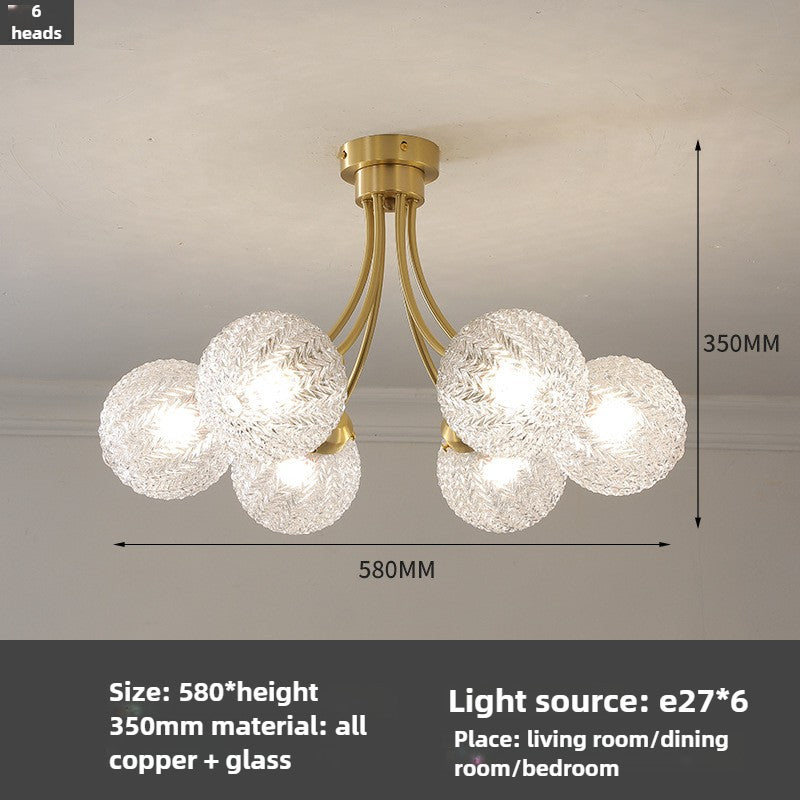 HEIKESZ Modern Nordic Glass Globe Chandelier for Bedroom Living Room Dining Room Study - American Style Designer Ceiling Light