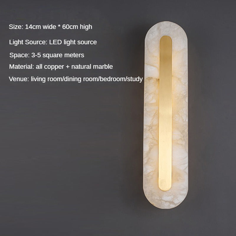 HEIKESZ Luxury Copper Wall Lamp Modern Living Room Bedside Marble Light Creative Stair Aisle Background