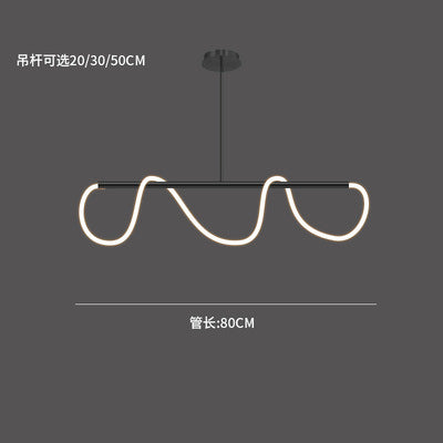 HEIKESZ Minimalist Chandelier for Restaurant Bar Long Dining Table Music Note Art Designer LED Tube Winding Line Lamp
