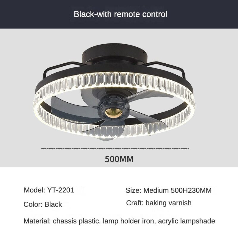 HEIKESZ Electric Fan Chandelier LED Drop Lights Modern Ceiling Fan with Mute Function Nordic Design for Dining Room and Home