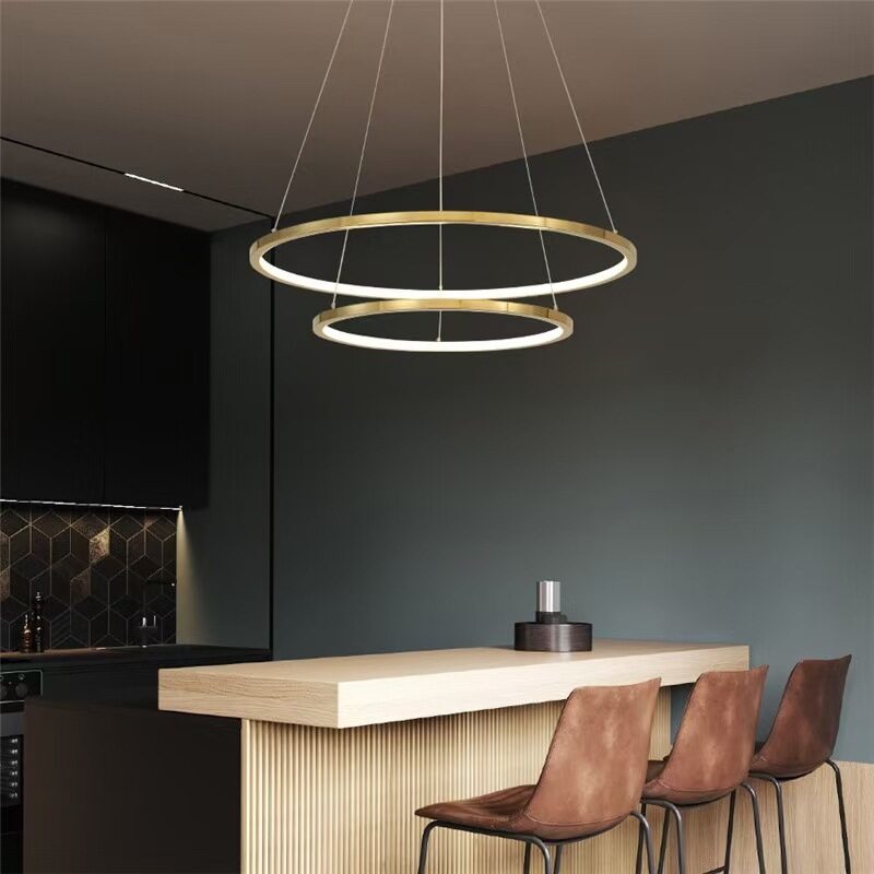 HEIKESZ LED Circle Chandelier Modern Minimalist Creative Lighting for Living Room Dining Room Bar Stair Light Warm Room Lamps Ceiling Fixture
