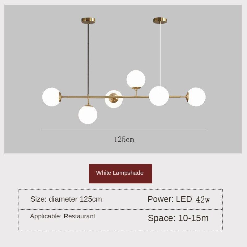 HEIKESZ Modern Minimalist Iron 6-Head Ceiling Lamp for Restaurant Bar Living Room LED Lighting Hanging Chandelier