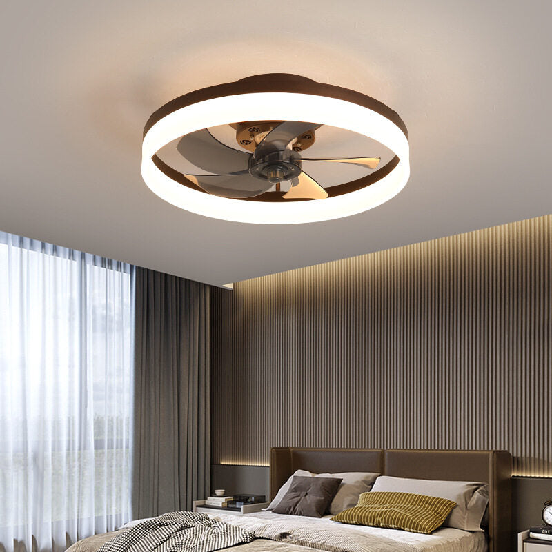 HEIKESZ Nordic Ceiling Fan Light with LED Strip Modern Minimalist Design Invisible Fan Lamp for Bedroom Dining Room Home Living Room