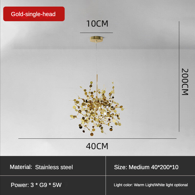 HEIKESZ Nordic Sequin Chandelier Creative Artistic Lamp for Dining Room Hotel Bar Stainless Steel Decorative Light