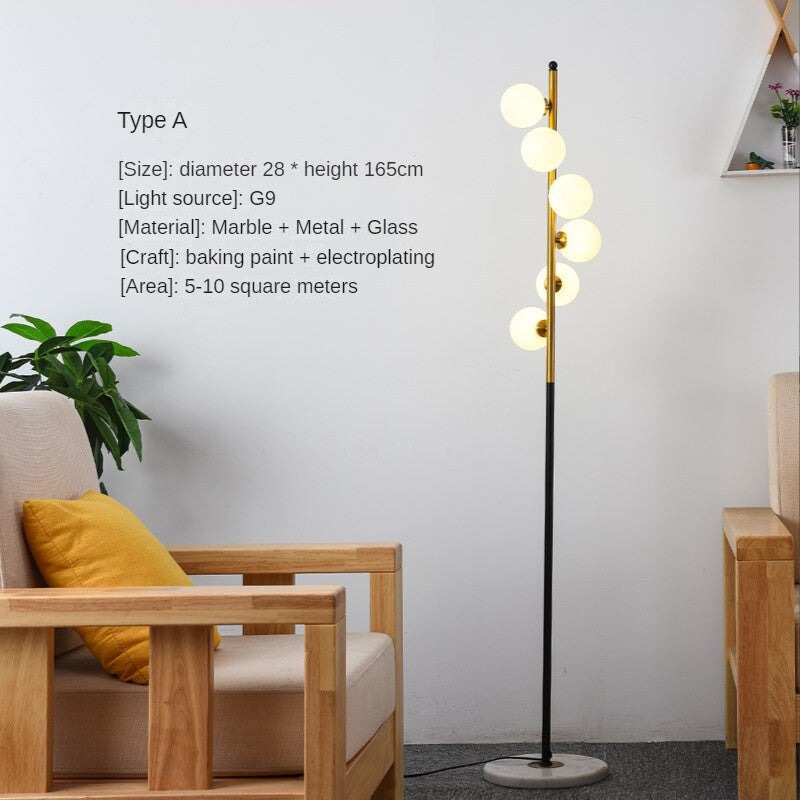 HEIKESZ Nordic Magic Beans Fall Floor Lamp Creative Marble Molecule Light Luxury Vertical Simple Sofa Lamp for Living Room