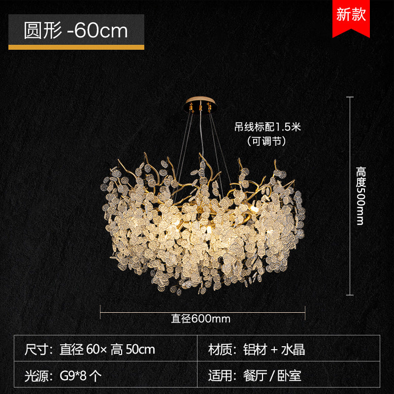 HEIKESZ Crystal Pendant Lamp Modern Living Room Chandelier Designer Money Tree Branch Light French Style Luxury Lighting