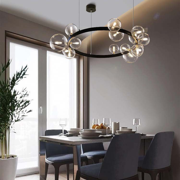 HEIKESZ New Nordic Style Magic Bean Molecule Chandelier Glass Ball Bubble Lamp for Living Room Bedroom Restaurant Simple Design