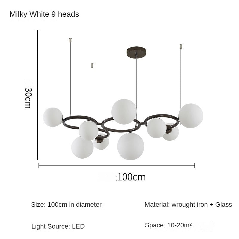 HEIKESZ Nordic Chandelier Lamp in the Living Room Modern Magic Bean Glass Ball Master Bedroom Dining Room Chandelier Smoky Gray Second Bedroom Study New Lamp