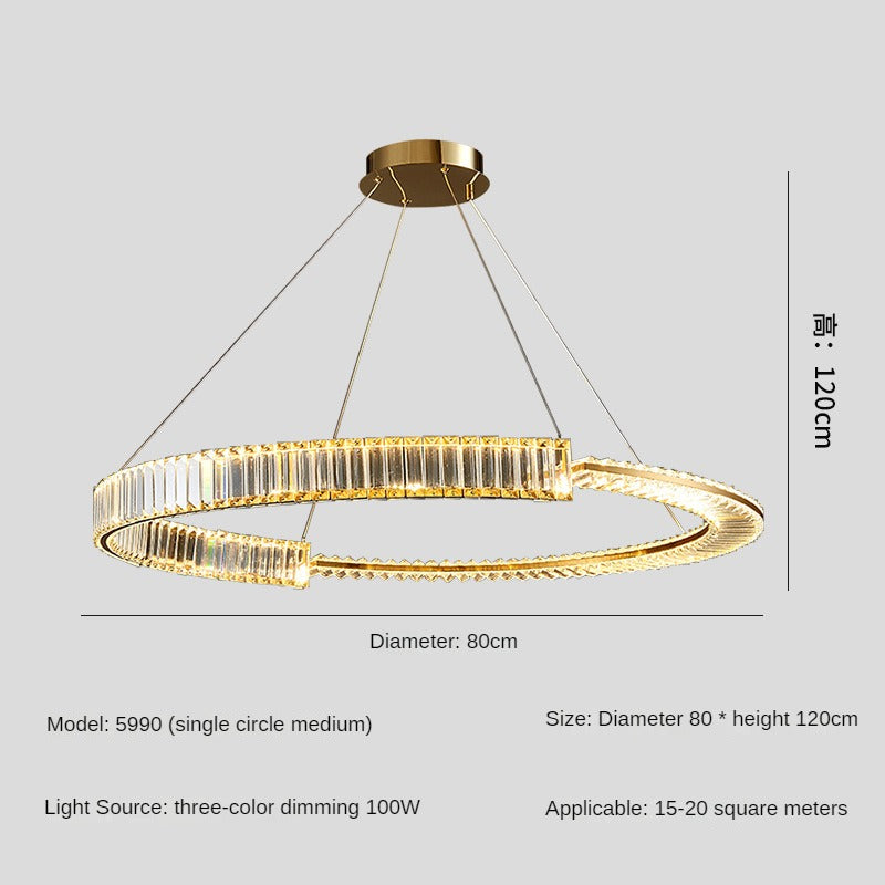 HEIKESZ Luxury Crystal Chandelier Modern Minimalist Pendant Lamp for Master Bedroom Living Room High-End Villa Restaurant