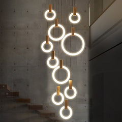 HEIKESZ Nordic Modern Minimalist Rotating Duplex Chandelier LED Ceiling Light for Living Dining Room Bedroom Villa Pendant