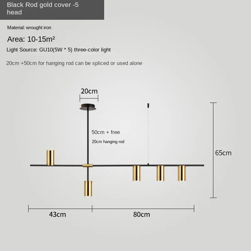 HEIKESZ Modern Minimalist One-Word Strip Chandelier for Dining Room Living Room Creative Lighting